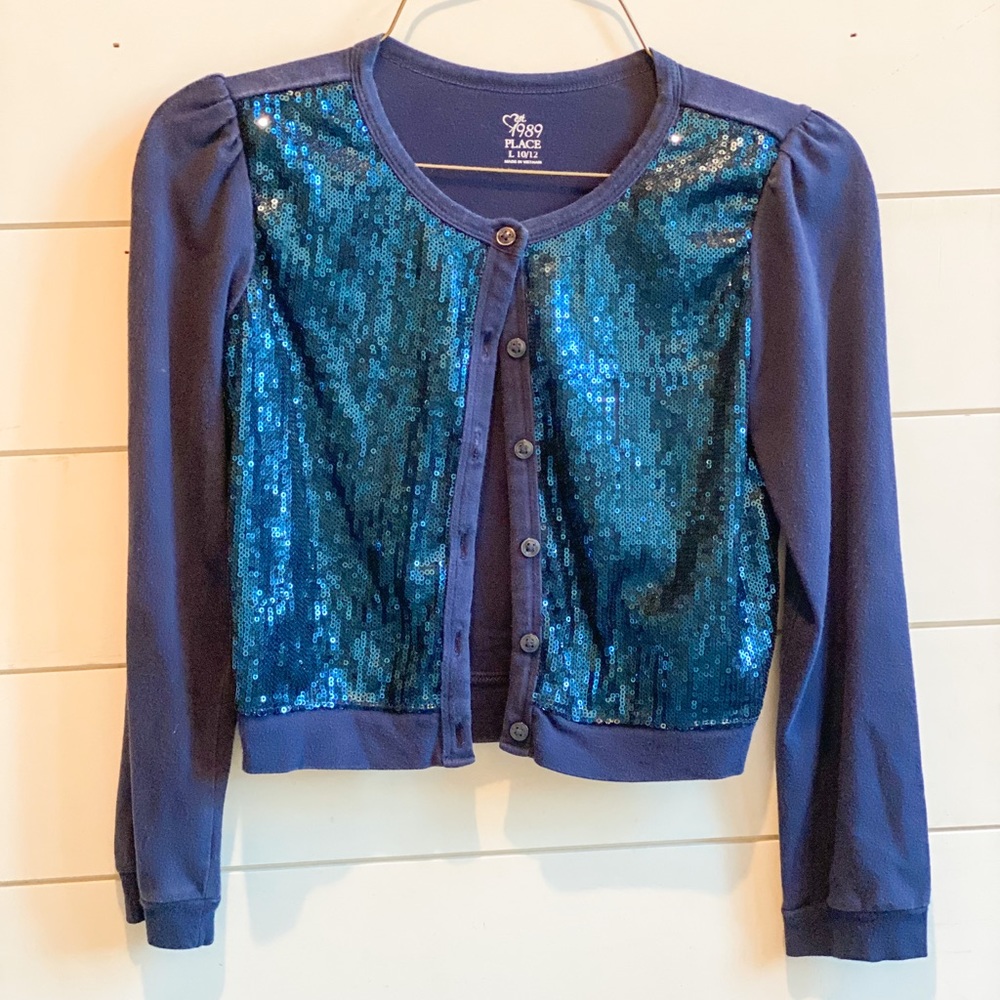 Girls Children’s Place Navy Blue Sequin Cardigan